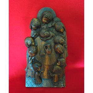 Vintage Last Supper Children 3-D Chalk Ware Wall Art Rare